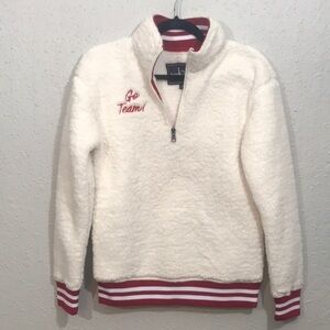 Boxercraft Unisex 1/4 Zip Varsity Sherpa Embroidered “Go Team” Pullover size XS
